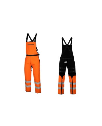 Peto protector desbrozadora solapa broche naranja | Coval ATV