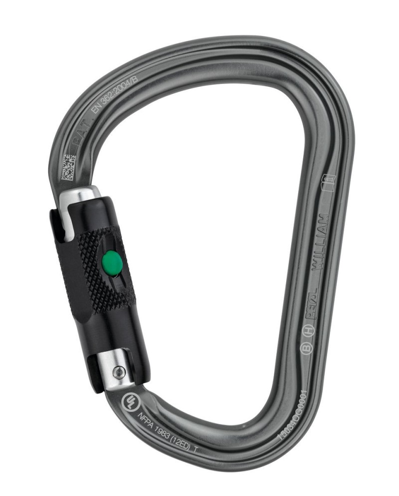 Mosquetón Asimétrico William Ball-lock Gris 27 kN 90g EN362 | Coval ATV